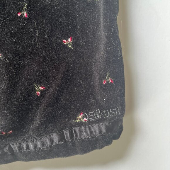 Vintage Baby Oshkosh Velour Black and Pink Floral Onesie - Picture 3 of 3